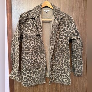 Good American Leopard-Print Utility Jacket Green Black Size 1